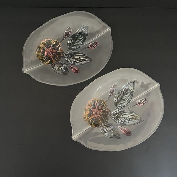 Mikasa Other - Vintage Mikasa Calypso Footed Frosted Footed Floral Platter 11" Lot of 2